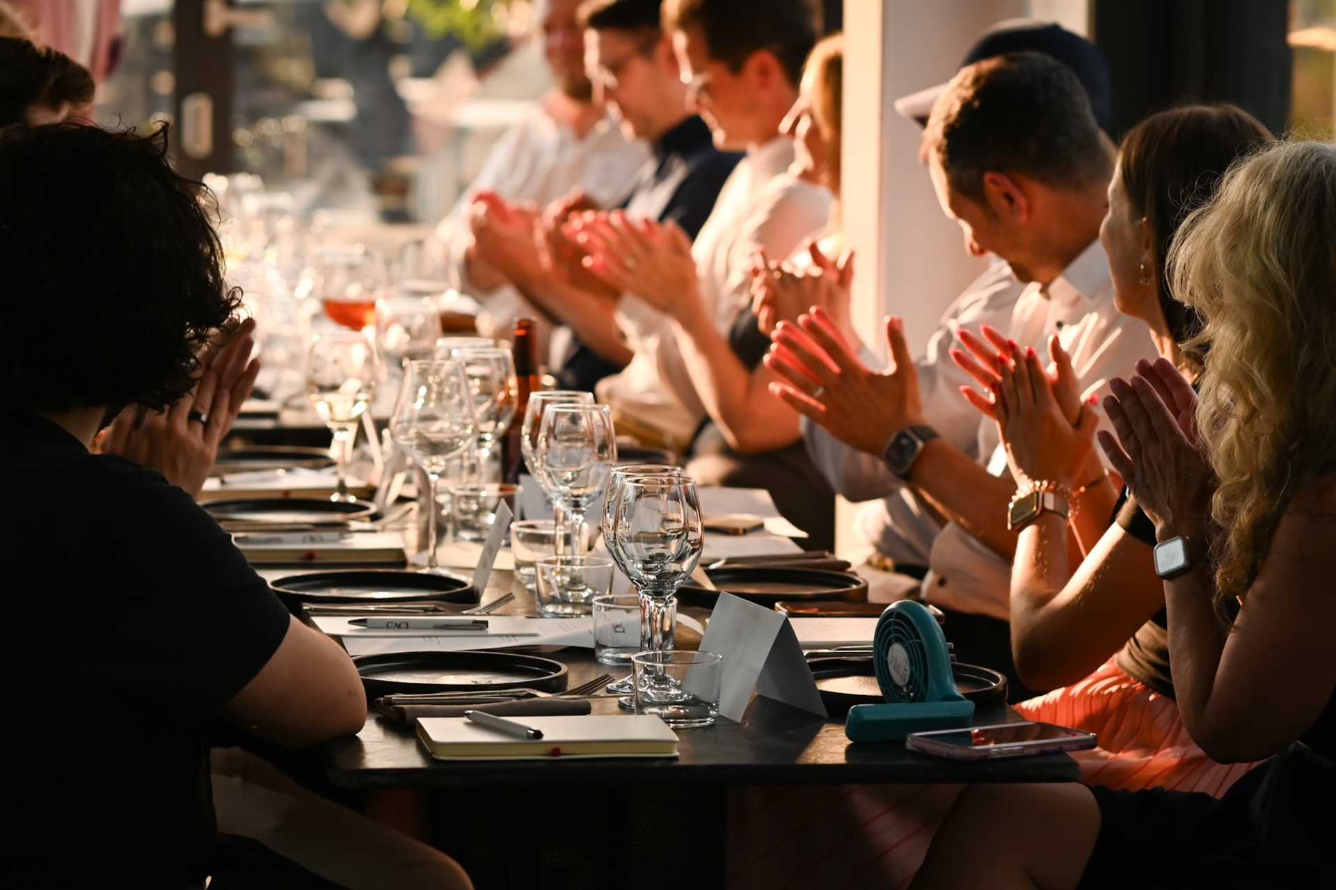 Executives at a roundtable dinner discussion