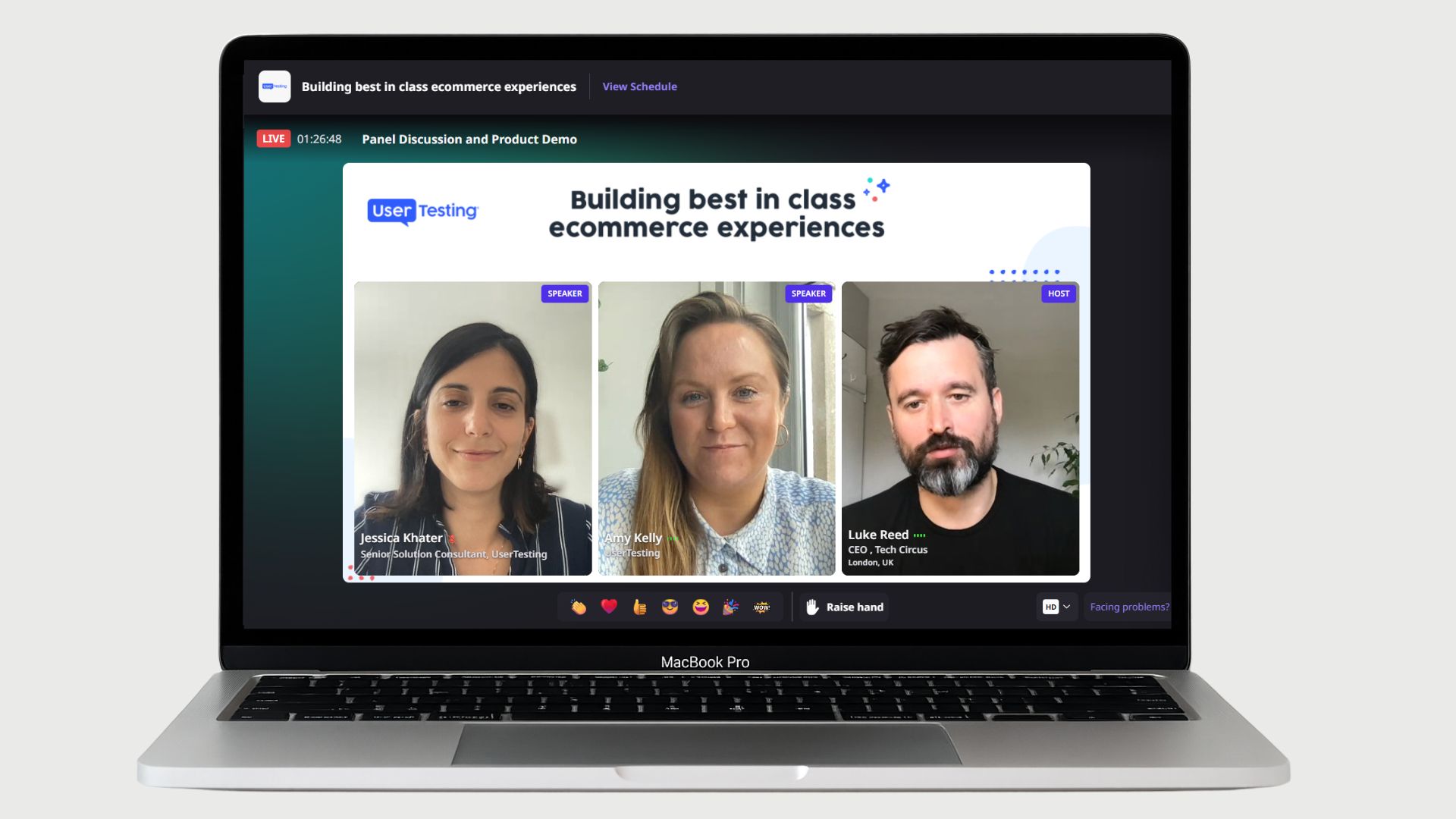 Live virtual event with speakers and host